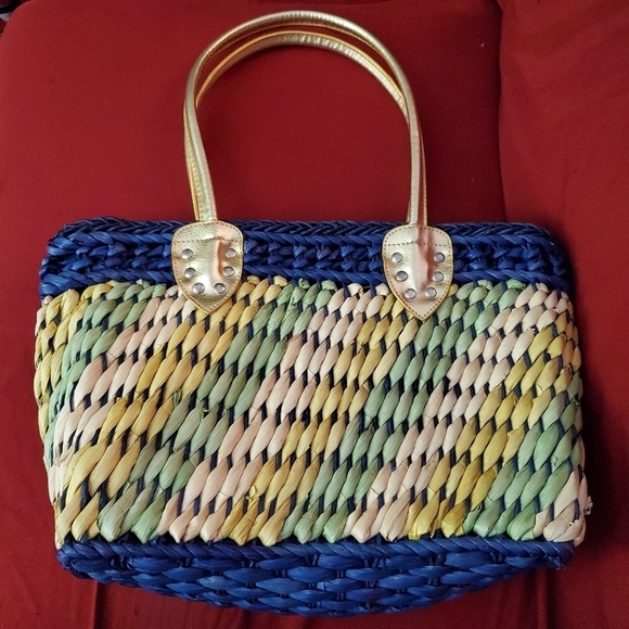 Woven Handbag Tote Bag Colorful - Picture 3 of 7